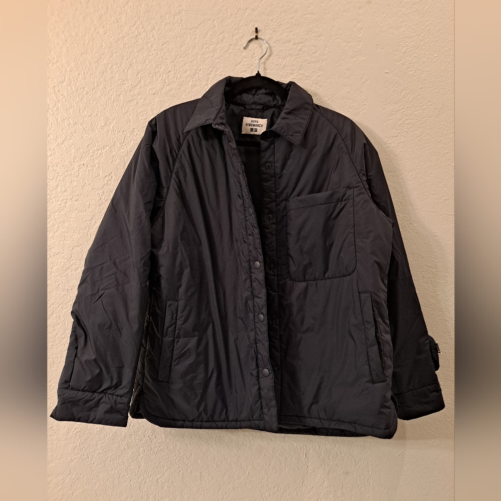 Anya Hindmarch X Uniqlo Navy Blue Button Front Puffer Jacket Size Small